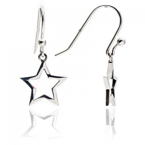 Oxidised 925 Sterling Silver Silhouette Star Drop Earrings